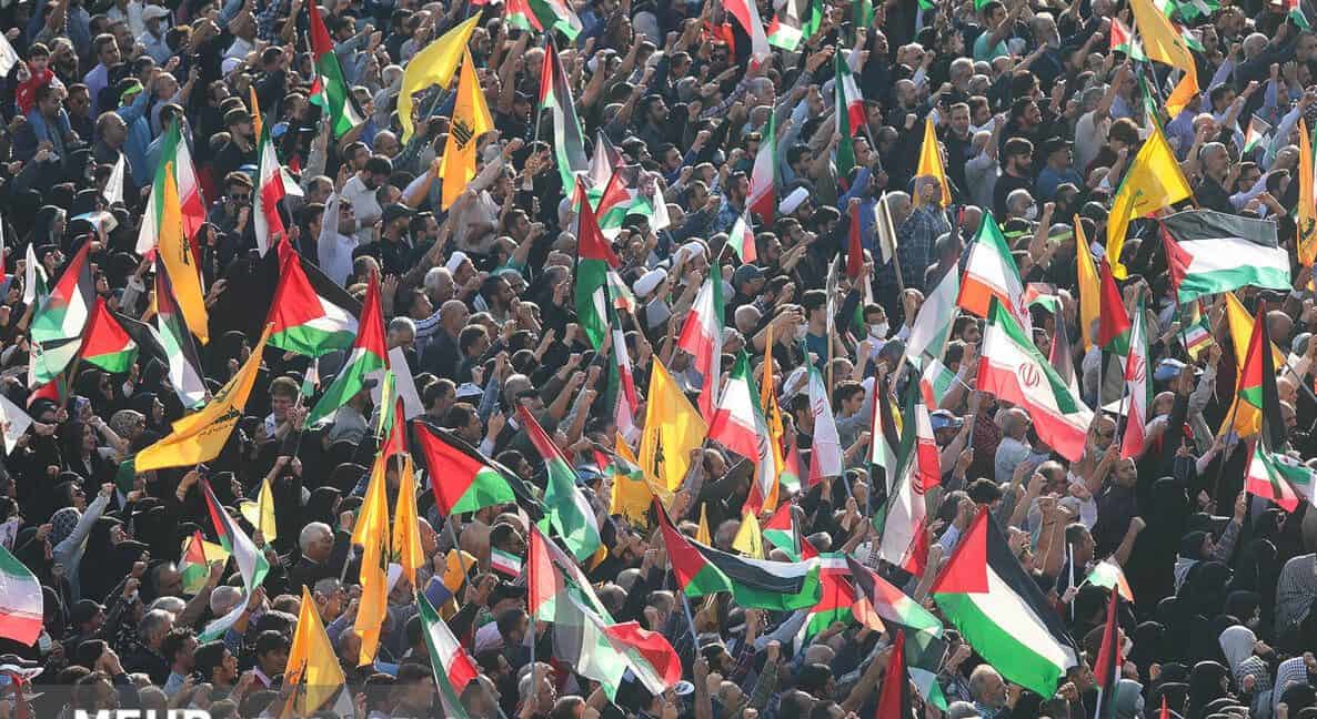 تجمع مردم تهران در واکنش به جنایت رژیم صهیونیستی در غزه