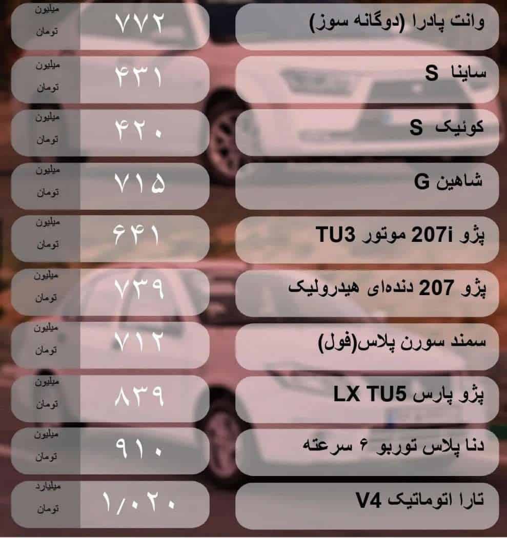 قیمت خودرو