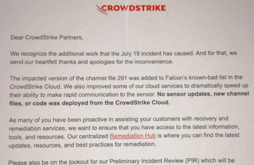جبران اختلال هفته گذشته: CrowdStrike با کارت هدیه ۱۰ دلاری از مشتریان عذرخواهی می‌کند