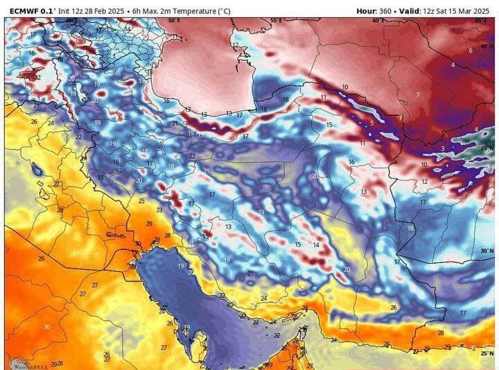 افزایش ناگهانی دمای هوا از روز دوشنبه آغاز می‌شود