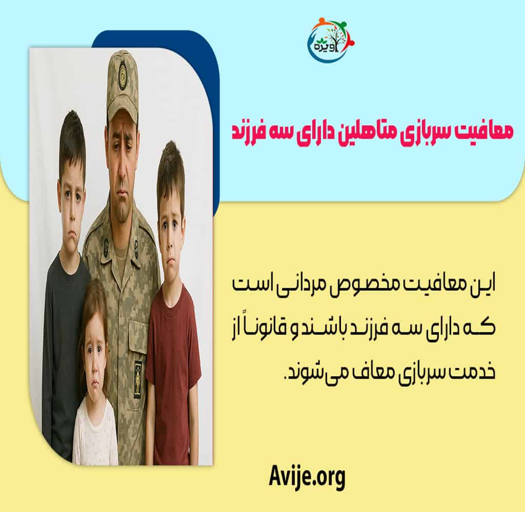 معافیت سربازی متاهلین دارای سه فرزند 1404// مشاوره آویژه
