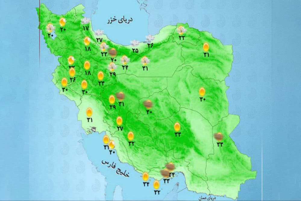 وضعیت آب و هوا امروز دوشنبه 9 شهریور 1404 + وضعیت استان‌ها
