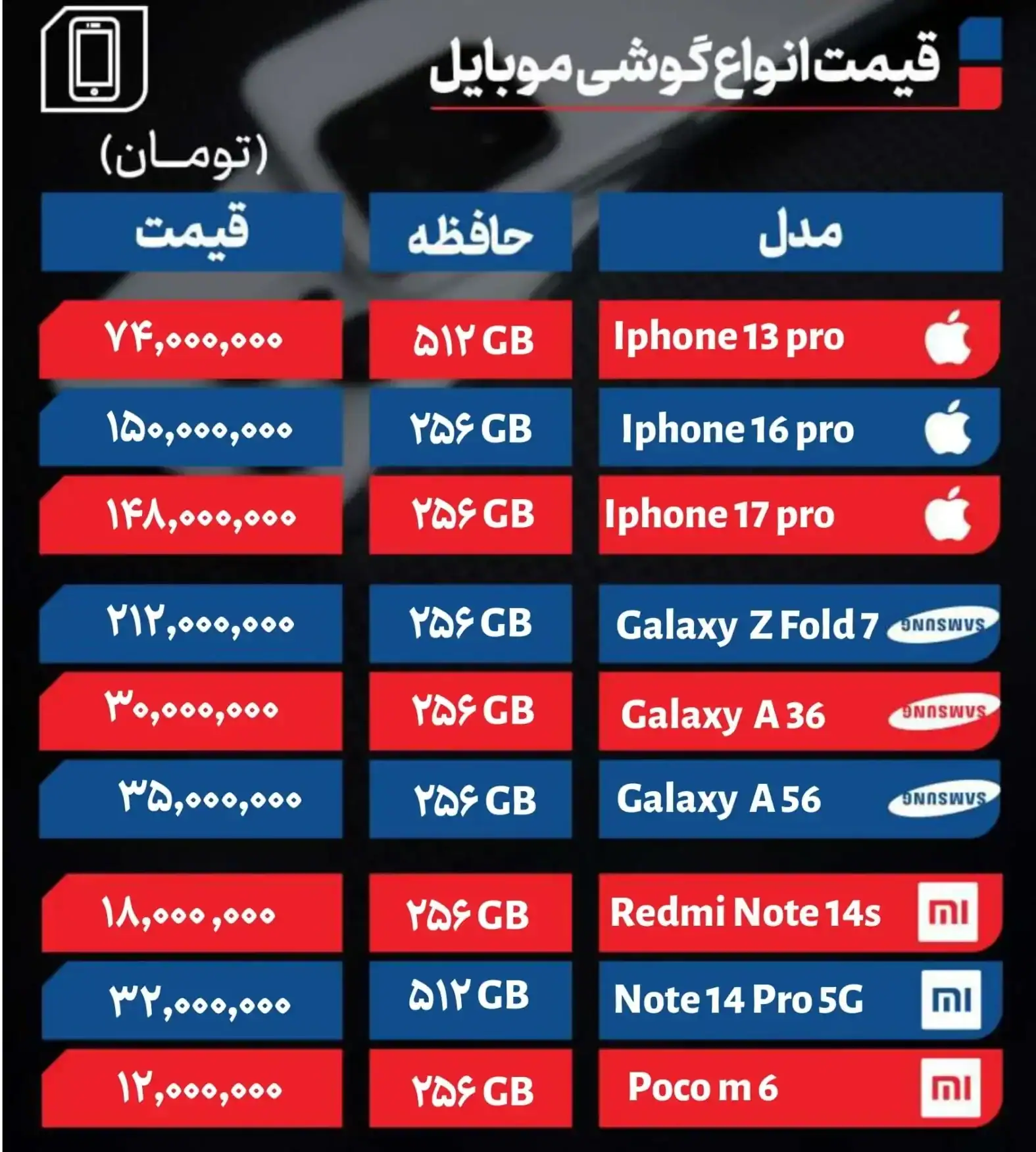 قیمت گوشی