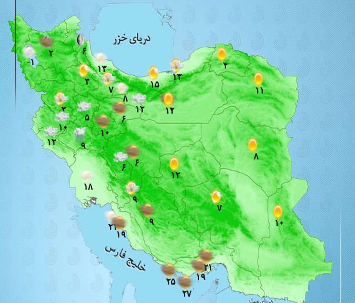 بارش برف و باران در اکثر مناطق کشور