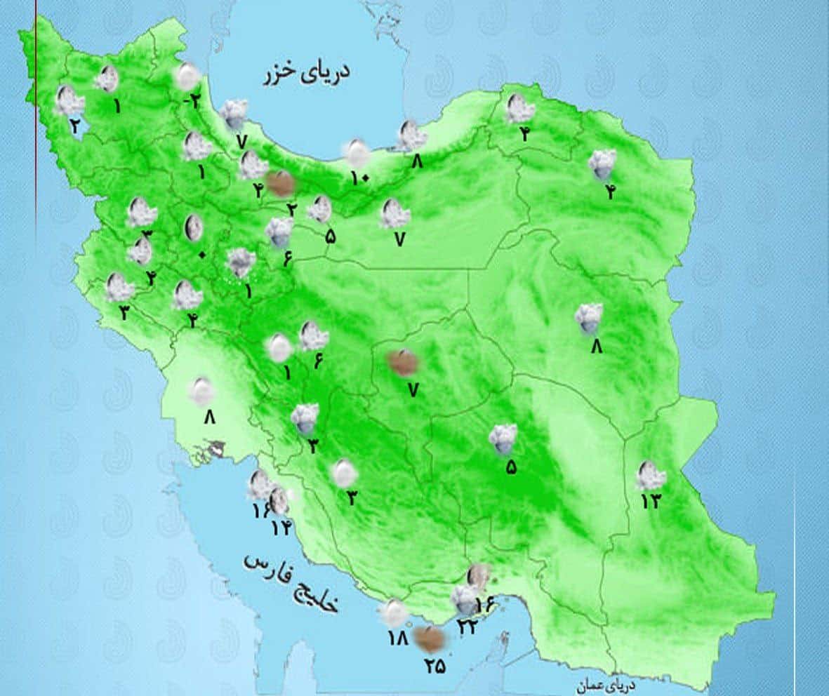 پیش‌بینی بارش برای اکثر مناطق کشور