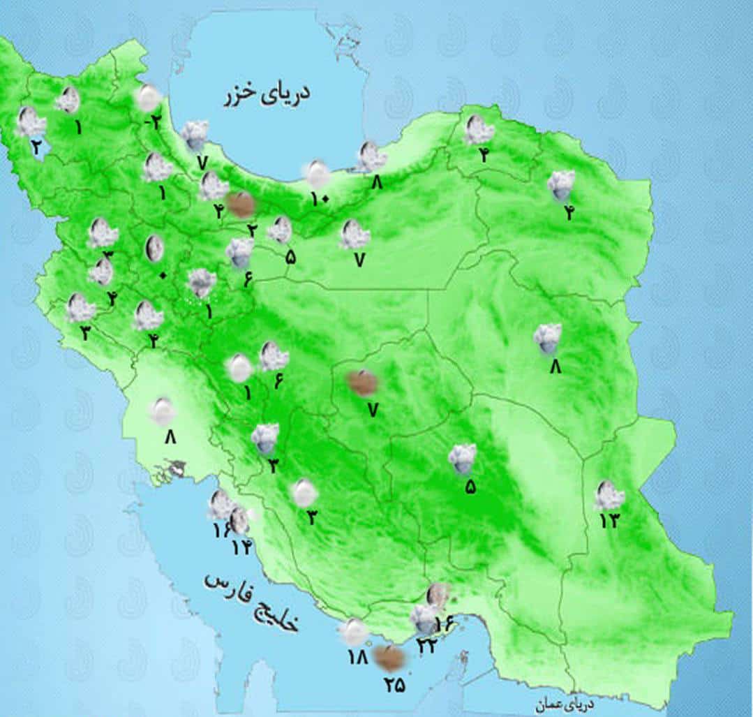 بارش برف و باران در اکثر مناطق کشور
