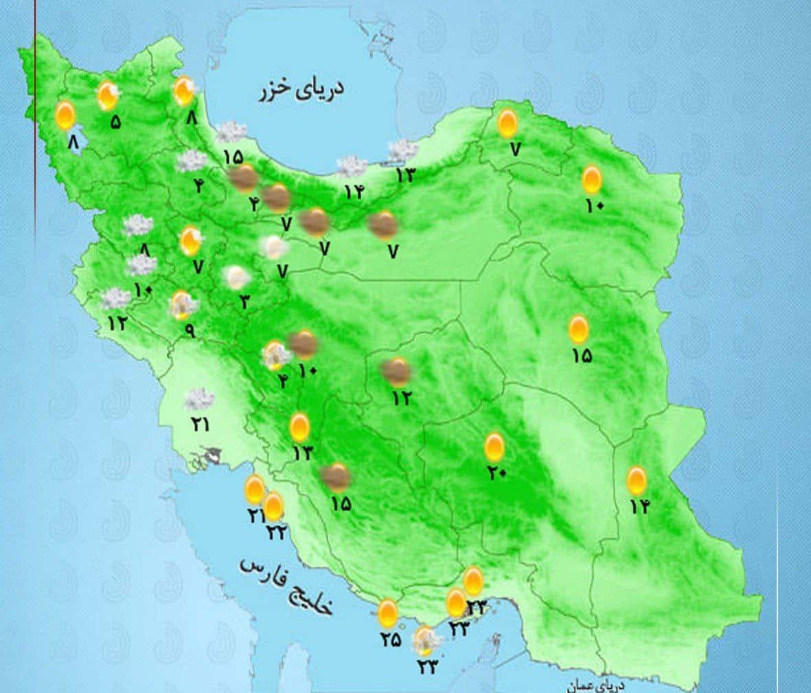 تداوم بارش‌ها در اکثر مناطق کشور