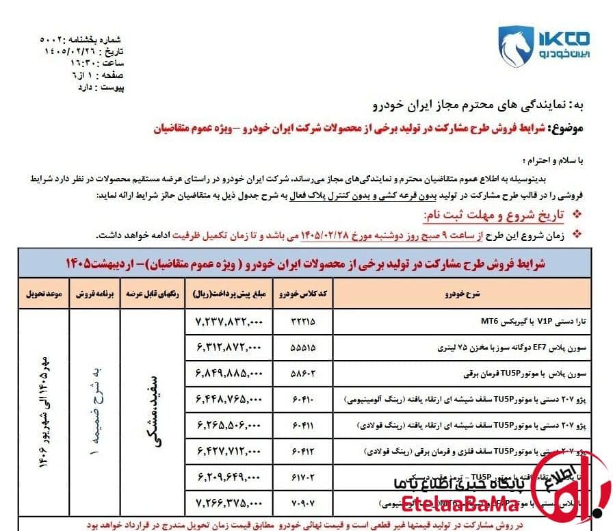 فروش ویژه ایران خودرو