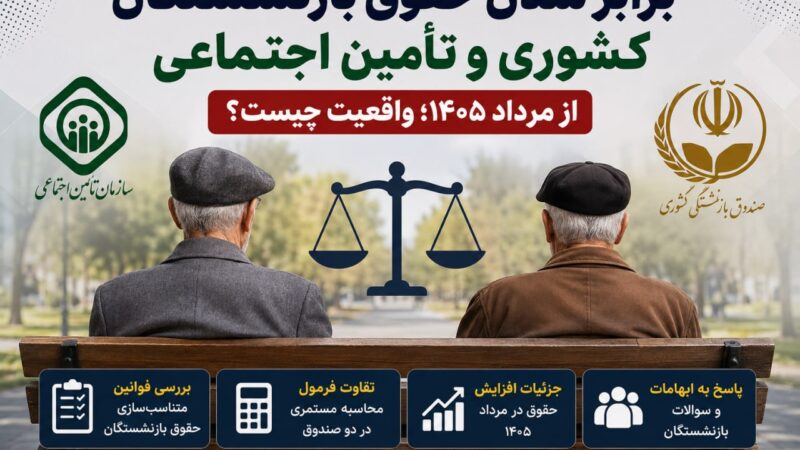 برابر شدن حقوق بازنشستگان کشوری و تأمین اجتماعی از مرداد ۱۴۰۵؛ واقعیت چیست؟