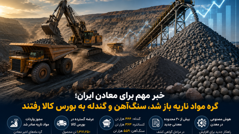 خبر مهم برای معادن ایران؛ گره مواد ناریه باز شد، سنگ‌آهن و گندله به بورس کالا رفتند