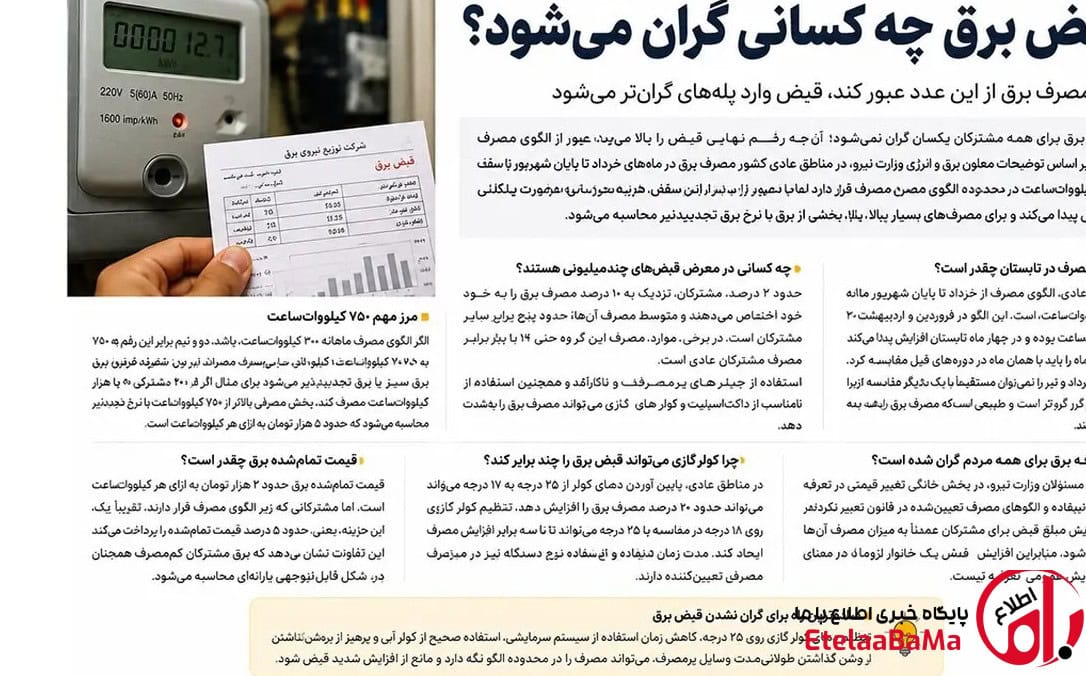 قبض برق برای این مشترکان گران می‌شود؛ عبور از ۳۰۰ کیلووات‌ساعت یعنی ورود به پله‌های گران‌تر