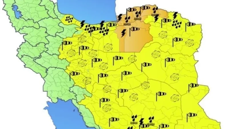 اعلام هشدار نارنجی بارندگی برای این این شهرها
